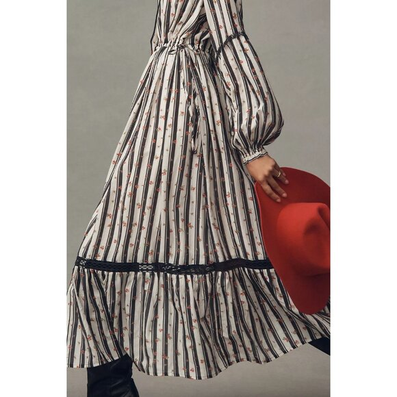 Anthropologie Printed Buttondown Midi Shirt Dress Size Small Floral Accents - Picture 2 of 6